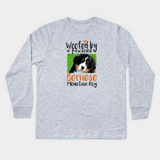 Bernese Mountain Dog Face Kids Long Sleeve T-Shirt